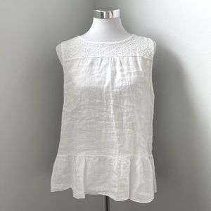 White Linen Sleeveless Top